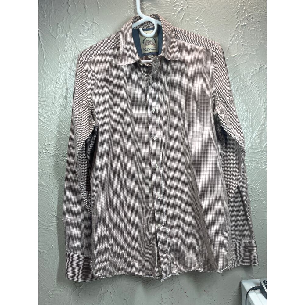 Scout men's button‎ down check brown white size medium